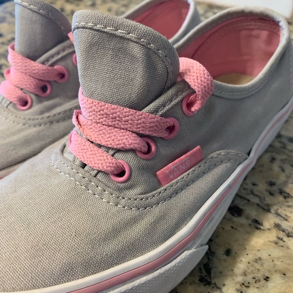 Pink and Grey Lace Up Vans size 2 Youth - Picture 1 of 6